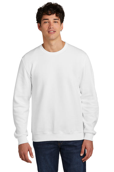 Jerzees 701M Mens Eco Premium Crewneck Sweatshirt White Front