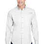 Columbia Mens Tamiami II Moisture Wicking Long Sleeve Button Down Shirt w/ Double Pockets - White