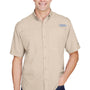 Columbia Mens Tamiami II Moisture Wicking Short Sleeve Button Down Shirt w/ Double Pockets - Fossil