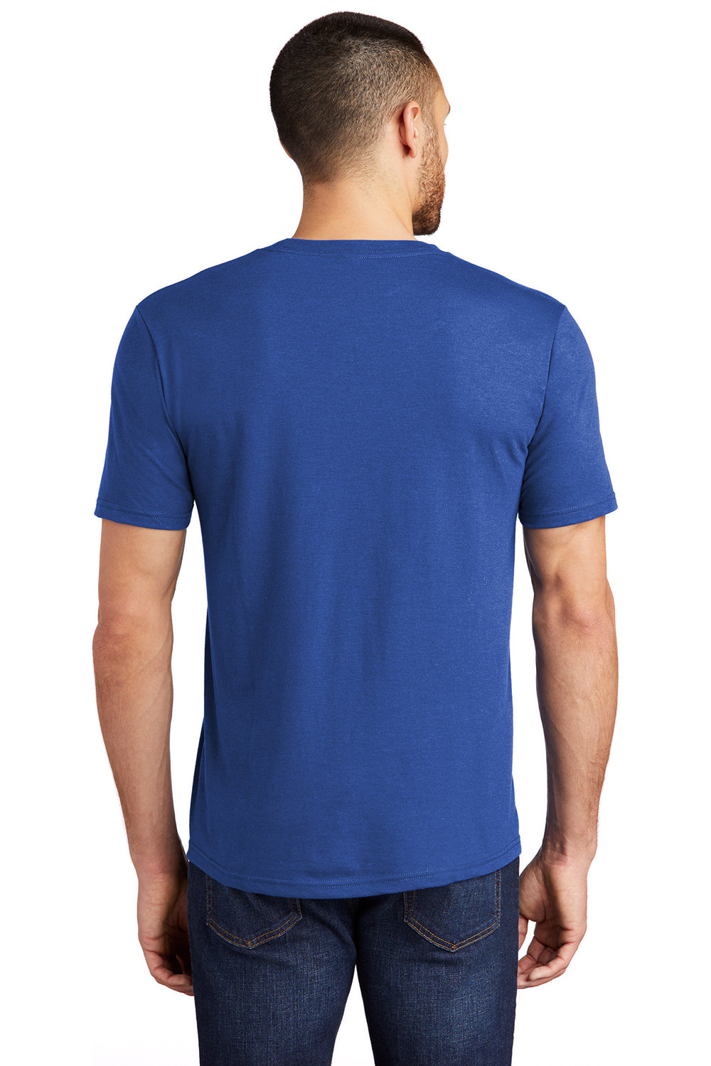District DM130 Mens Perfect Tri Short Sleeve Crewneck T-Shirt Deep Royal Blue Back