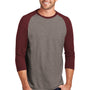 District Mens Perfect Tri 3/4 Sleeve Crewneck T-Shirt - Grey Frost/Maroon Frost