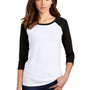 District Womens Perfect Tri 3/4 Sleeve Crewneck T-Shirt - White/Black
