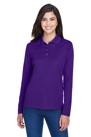 Core 365 78192 Womens Pinnacle Performance Moisture Wicking Long Sleeve Polo Shirt Purple Front