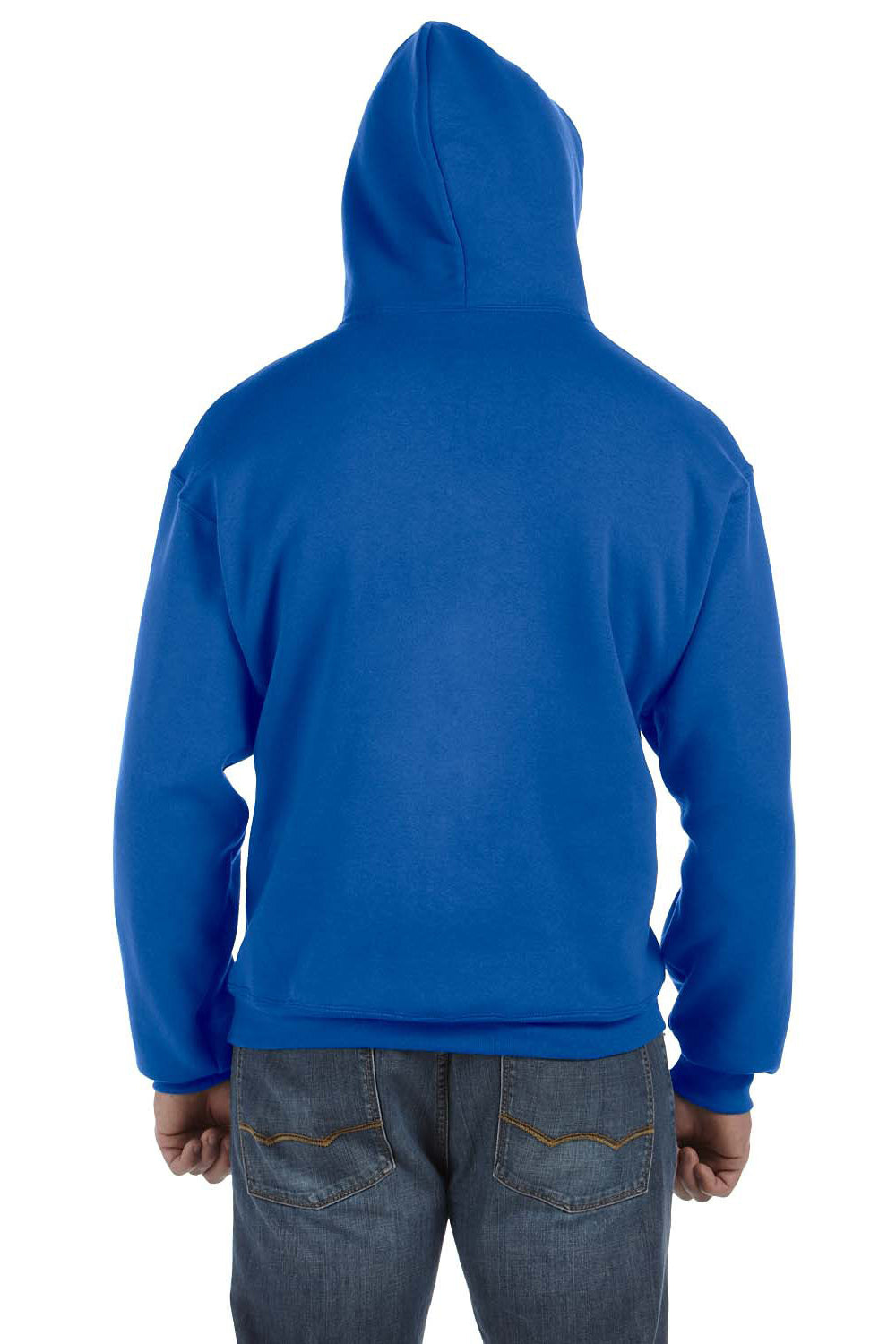 Fruit Of The Loom 82130 Mens Supercotton Fleece Hooded Sweatshirt Hoodie Royal Blue Back