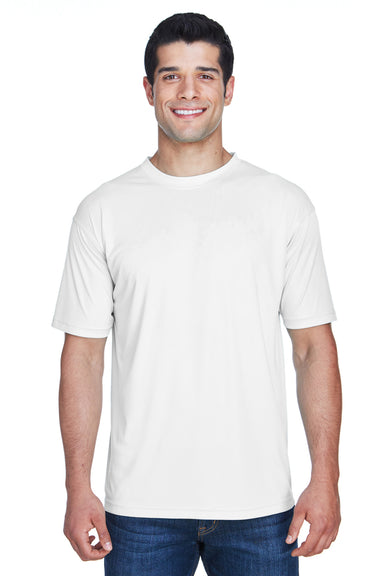 UltraClub 8420 Mens Cool & Dry Performance Moisture Wicking Short Sleeve Crewneck T-Shirt White Front