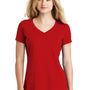 New Era Womens Heritage Short Sleeve V-Neck T-Shirt - Scarlet Red