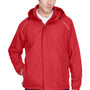 Core 365 Mens Brisk Full Zip Hooded Jacket - Classic Red