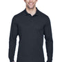 Core 365 Mens Pinnacle Performance Moisture Wicking Long Sleeve Polo Shirt - Carbon Grey