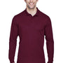 Core 365 Mens Pinnacle Performance Moisture Wicking Long Sleeve Polo Shirt - Burgundy