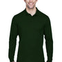 Core 365 Mens Pinnacle Performance Moisture Wicking Long Sleeve Polo Shirt - Forest Green