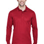 Core 365 Mens Pinnacle Performance Moisture Wicking Long Sleeve Polo Shirt - Classic Red