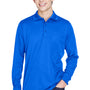 Core 365 Mens Pinnacle Performance Moisture Wicking Long Sleeve Polo Shirt w/ Pocket - True Royal Blue