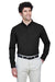 Core 365 88193 Mens Operate Long Sleeve Button Down Shirt w/ Pocket Black Front