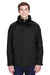 Core 365 88205 Mens Region 3-in-1 Water Resistant Full Zip Hooded Jacket Black Front
