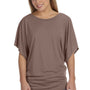 Bella + Canvas Womens Flowy Draped Dolman Short Sleeve Wide Neck T-Shirt - Pebble - Closeout