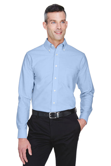 UltraClub 8970 Mens Classic Oxford Wrinkle Resistant Long Sleeve Button Down Shirt w/ Pocket Light Blue Front