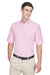 UltraClub 8972 Mens Classic Oxford Wrinkle Resistant Short Sleeve Button Down Shirt w/ Pocket Pink Front