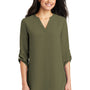 Port Authority Womens 3/4 Sleeve V-Neck T-Shirt - Deep Olive Green