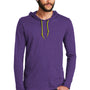 Gildan Mens Long Sleeve Hooded T-Shirt Hoodie - Heather Purple/Neon Yellow - Closeout