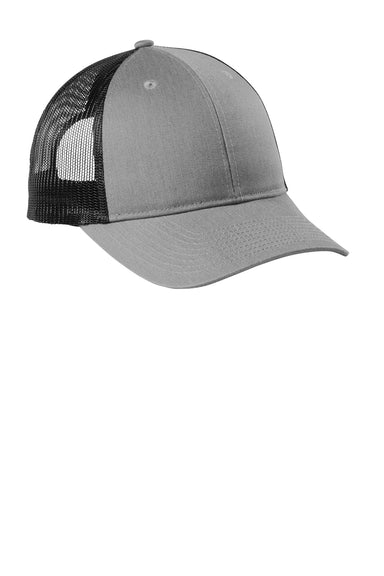 Port Authority C112LP Low Profile Snapback Trucker Hat Heather Grey/Black Front