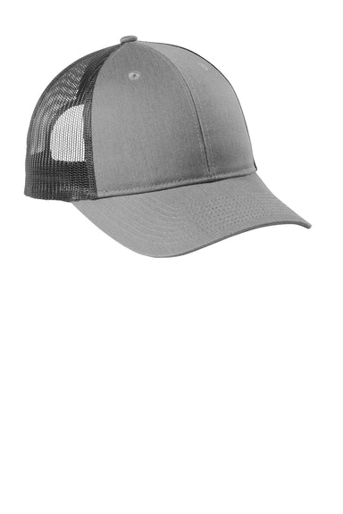 Port Authority C112LP Low Profile Snapback Trucker Hat Heather Grey/Steel Grey Front