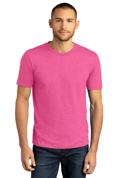 District DM130DTG Mens Perfect DTG Short Sleeve Crewneck T-Shirt Fuchsia Pink Frost Front