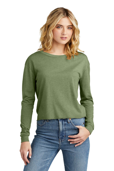 District Womens Perfect Tri Midi Long Sleeve Crewneck T-Shirt Military Green Frost Front