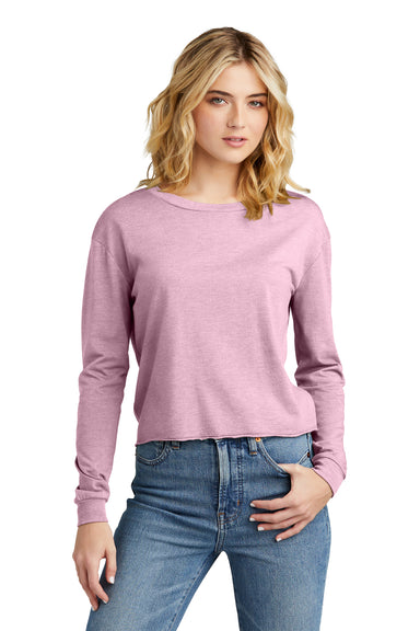 District Womens Perfect Tri Midi Long Sleeve Crewneck T-Shirt Heather Wisteria Pink Front
