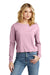 District Womens Perfect Tri Midi Long Sleeve Crewneck T-Shirt Heather Wisteria Pink Front