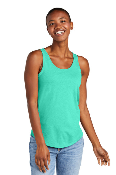 District DT151 Womens Perfect Tri Relaxed Tank Top Heather Aqua Blue Front