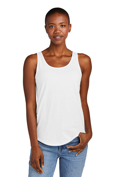 District DT151 Womens Perfect Tri Relaxed Tank Top White Front