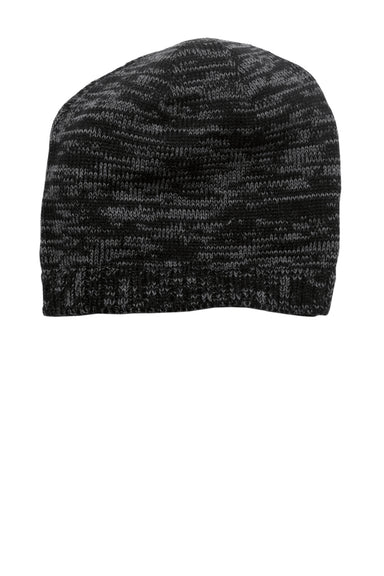 District DT620 Space Dyed Beanie Black/Charcoal Grey Front