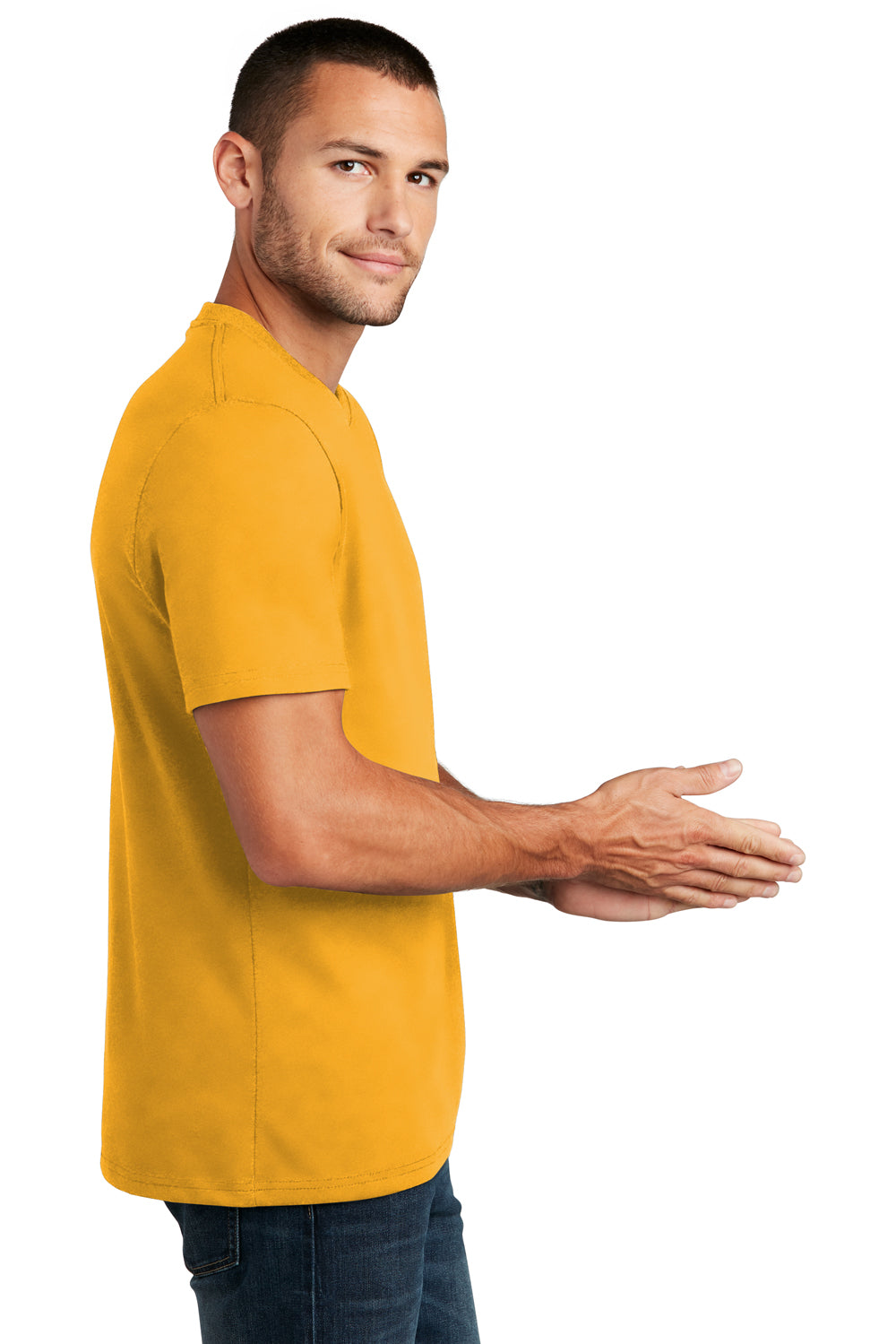 District Mens Re-Tee Short Sleeve Crewneck T-Shirt Maize Yellow Side