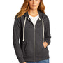 District Womens Re-Fleece Full Zip Hooded Sweatshirt Hoodie - Heather Charcoal Grey