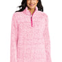 Port Authority Womens Cozy Sherpa Fleece 1/4 Zip Jacket - Heather Pop Raspberry Pink