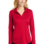 Port Authority Womens Silk Touch Performance Moisture Wicking Long Sleeve Polo Shirt - Red