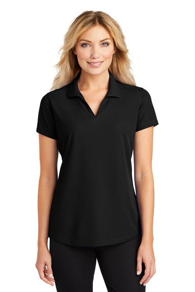 Port Authority L572 Womens Dry Zone Moisture Wicking Short Sleeve Polo Shirt Black Front