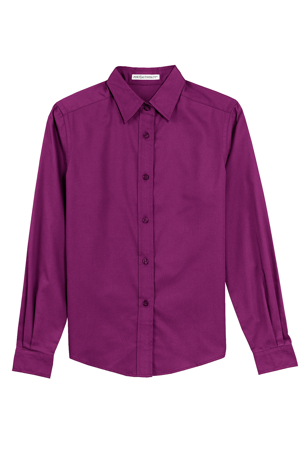 Port Authority L608 Womens Easy Care Wrinkle Resistant Long Sleeve Button Down Shirt Deep Berry Purple Flat Front