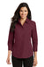 Port Authority L612 Womens Easy Care Wrinkle Resistant 3/4 Sleeve Button Down Shirt Burgundy Front
