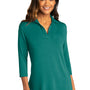 Port Authority Womens Luxe Knit 3/4 Sleeve Polo Shirt - Teal Green