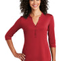 Port Authority Womens Moisture Wicking 3/4 Sleeve Polo Shirt - Rich Red
