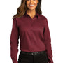 Port Authority Womens SuperPro Wrinkle Resistant React Long Sleeve Button Down Shirt - Burgundy