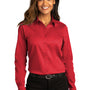Port Authority Womens SuperPro Wrinkle Resistant React Long Sleeve Button Down Shirt - Rich Red