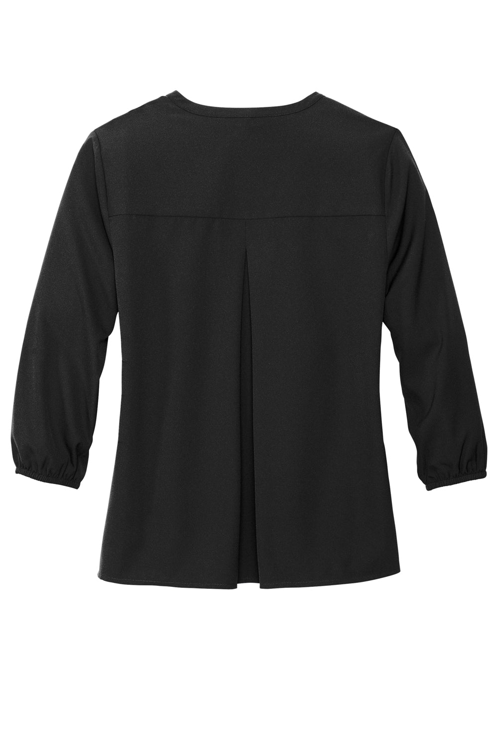 Mercer+Mettle MM2011 Stretch Crepe 3/4 Sleeve Polo Shirt Deep Black Flat Back