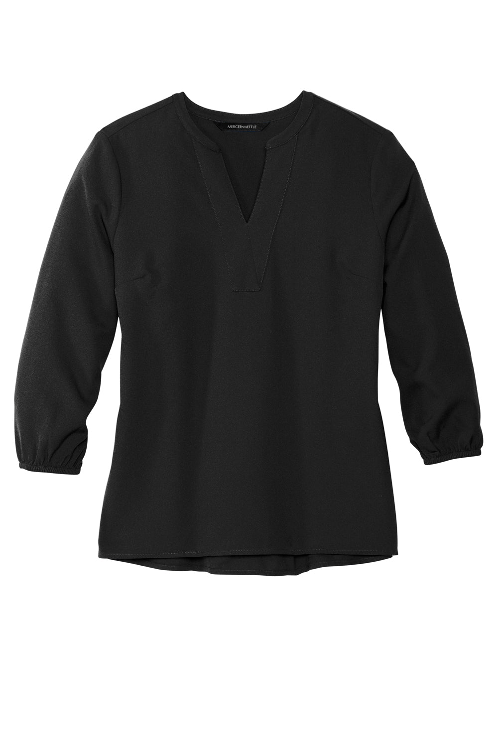 Mercer+Mettle MM2011 Stretch Crepe 3/4 Sleeve Polo Shirt Deep Black Flat Front
