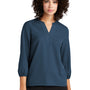 Mercer+Mettle Womens Stretch Crepe 3/4 Sleeve Polo Shirt - Insignia Blue