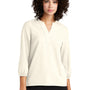 Mercer+Mettle Womens Stretch Crepe 3/4 Sleeve Polo Shirt - Ivory Chiffon White