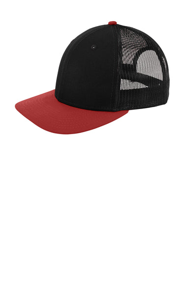 New Era NE207 Low Profile Snapback Trucker Hat Black/Scarlet Red Front