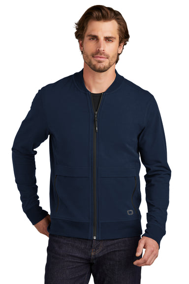 Ogio Mens Outstretch Full Zip Jacket River Navy Blue Front