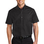 Port Authority Mens Easy Care Wrinkle Resistant Short Sleeve Button Down Shirt w/ Pocket - Black